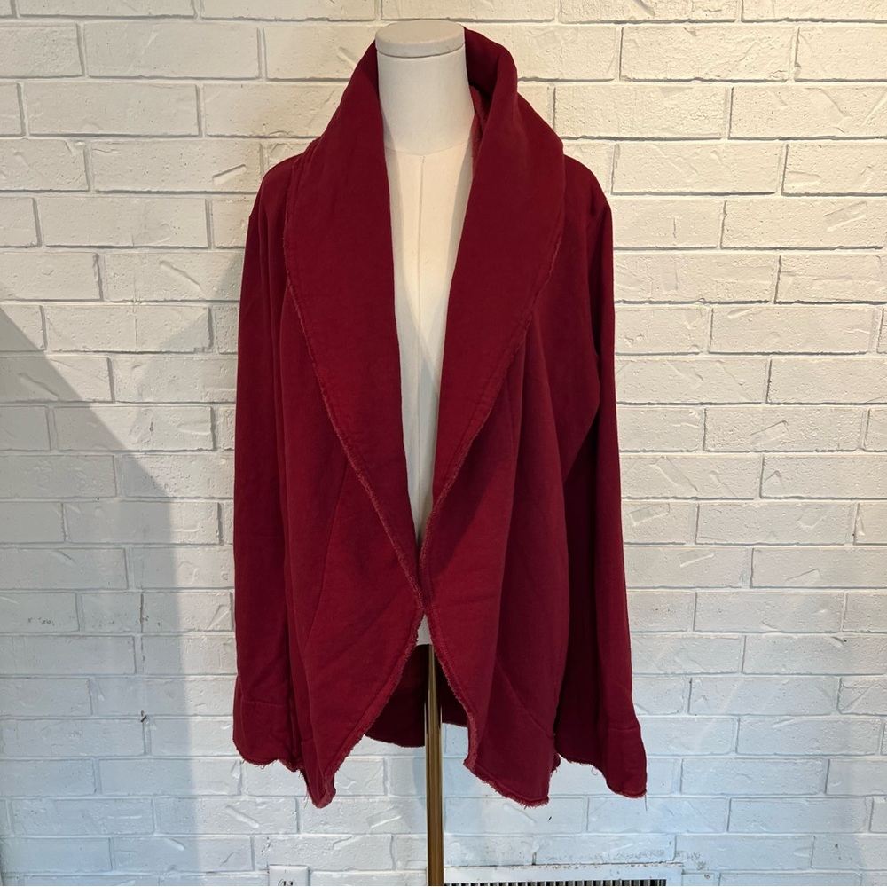 Bryn Walker Cocoon Waterfall Burgundy Red Oversized Cardigan L
